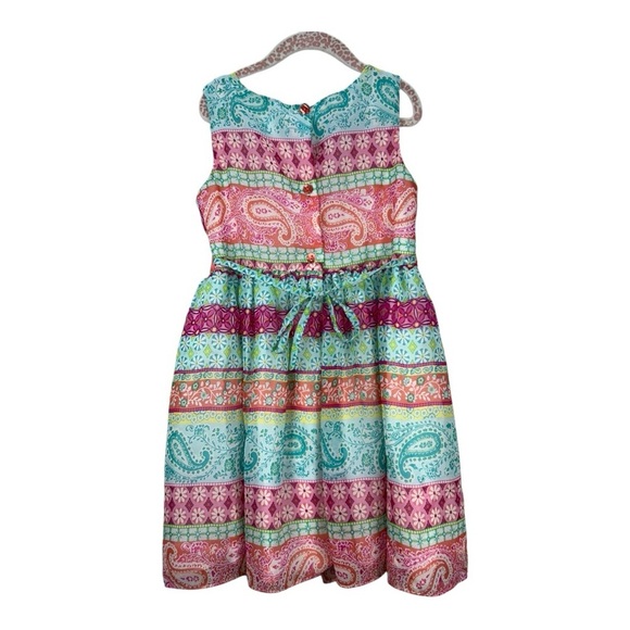 Youngland Girls' Multi-Printed Chiffon Dress with Lace and flower Size 6X floral - Picture 5 of 7